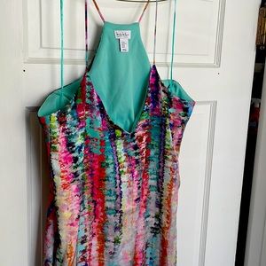 Nicole Miller Watercolor Multicolor Maxi Dress - XL